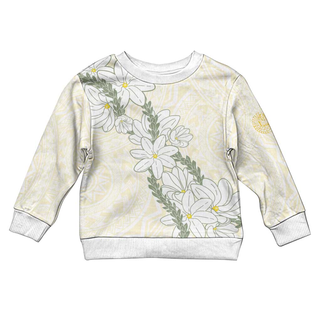 Ia Orana Tahiti Tiare Kid Ugly Christmas Sweater Lemon Yellow Lei - Polynesian Pride