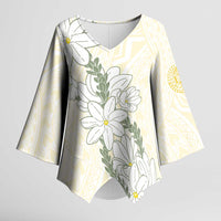 Ia Orana Tahiti Tiare Kimono Sleeve Blouse Lemon Yellow Lei LT7 Female Lemon - Polynesian Pride