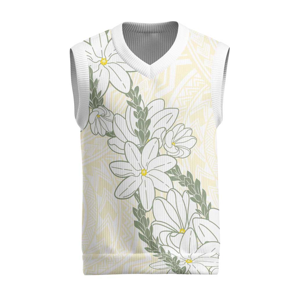 Ia Orana Tahiti Tiare Christmas Knitted V-Neck Vest Lemon Yellow Lei LT7 Lemon - Polynesian Pride