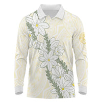 Ia Orana Tahiti Tiare Long Sleeve Polo Shirt Lemon Yellow Lei LT7 Lemon - Polynesian Pride