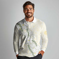 Ia Orana Tahiti Tiare Long Sleeve Polo Shirt Lemon Yellow Lei LT7 - Polynesian Pride