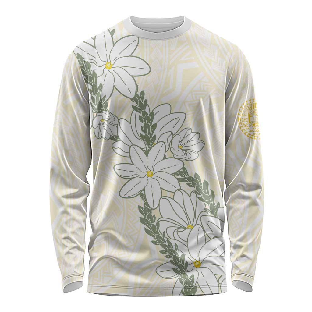 Ia Orana Tahiti Tiare Long Sleeve Shirt Lemon Yellow Lei LT7 Unisex Lemon - Polynesian Pride
