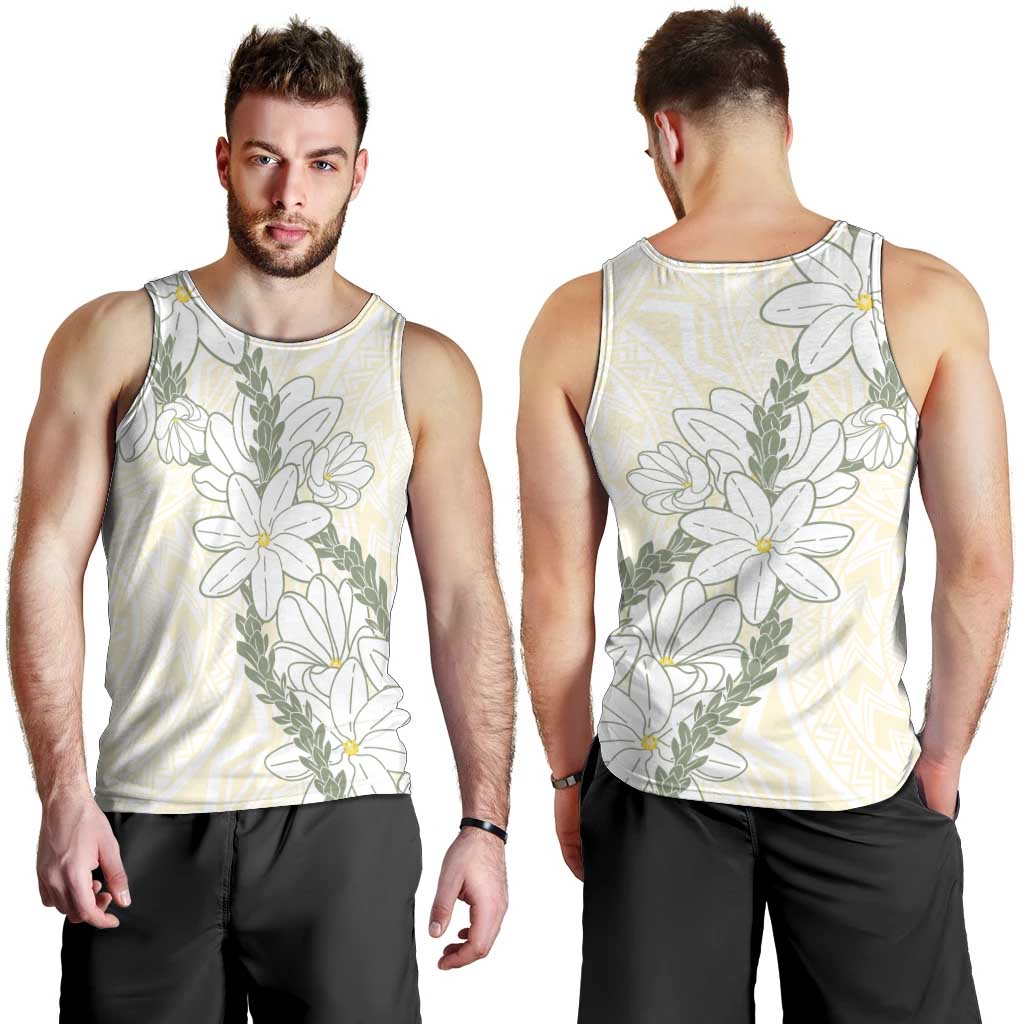 Ia Orana Tahiti Tiare Men Tank Top Lemon Yellow Lei - Polynesian Pride