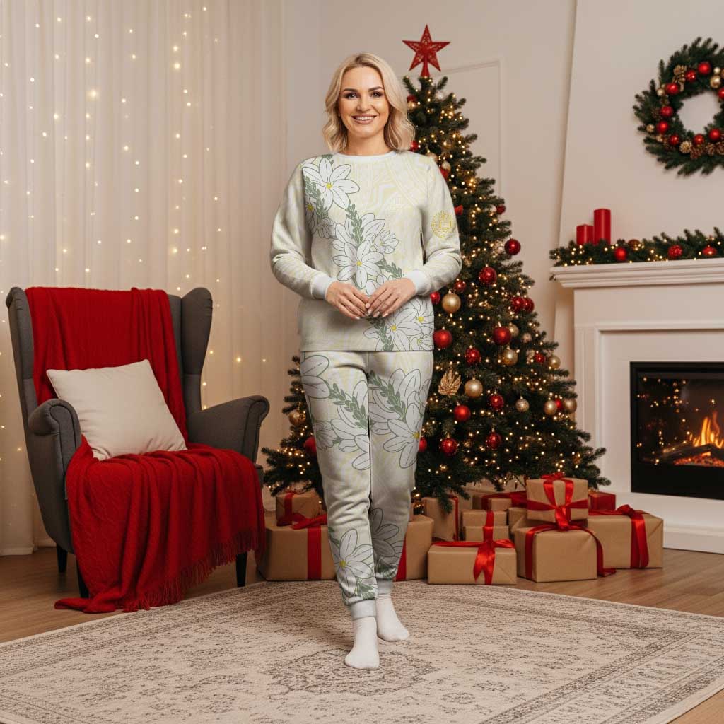 Ia Orana Tahiti Tiare Christmas Pajama Set Lemon Yellow Lei LT7 Women Lemon - Polynesian Pride