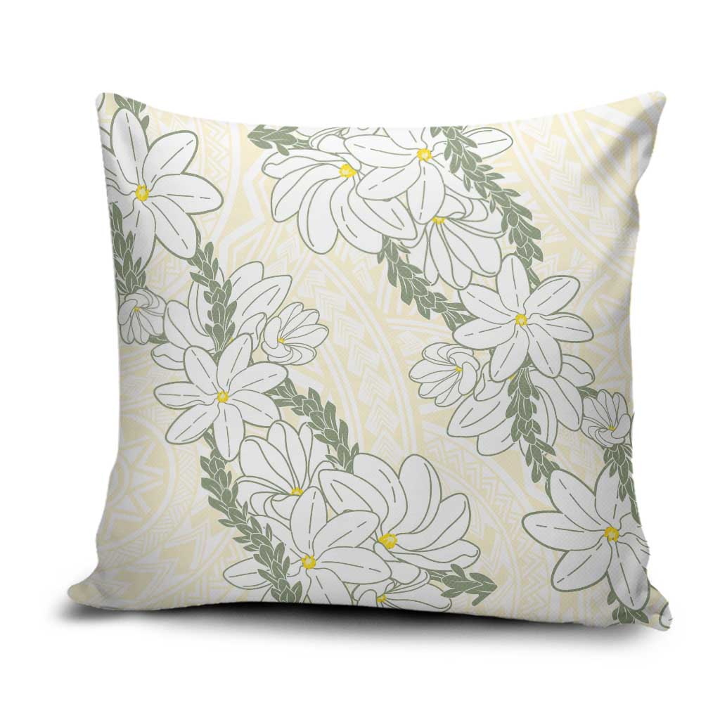 Ia Orana Tahiti Tiare Pillow Cover Lemon Yellow Lei - Polynesian Pride