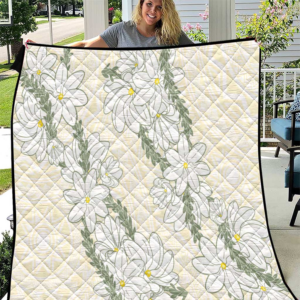 Ia Orana Tahiti Tiare Quilt Lemon Yellow Lei - Polynesian Pride