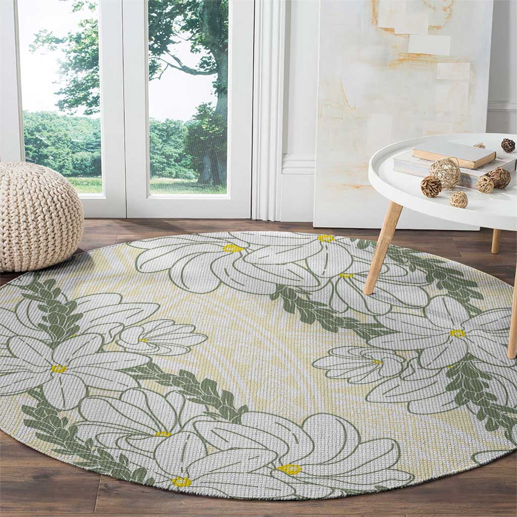 Ia Orana Tahiti Tiare Round Carpet Lemon Yellow Lei - Polynesian Pride