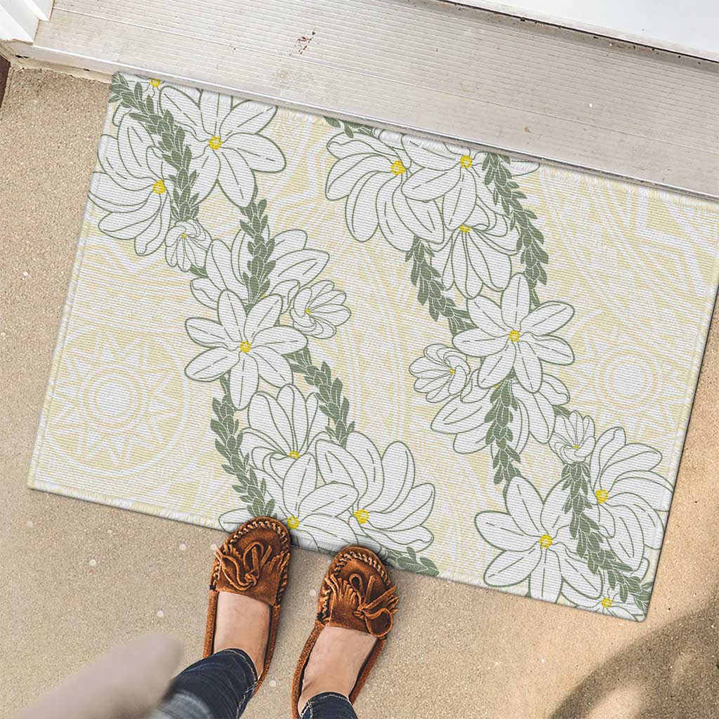 Ia Orana Tahiti Tiare Rubber Doormat Lemon Yellow Lei LT7 - Polynesian Pride
