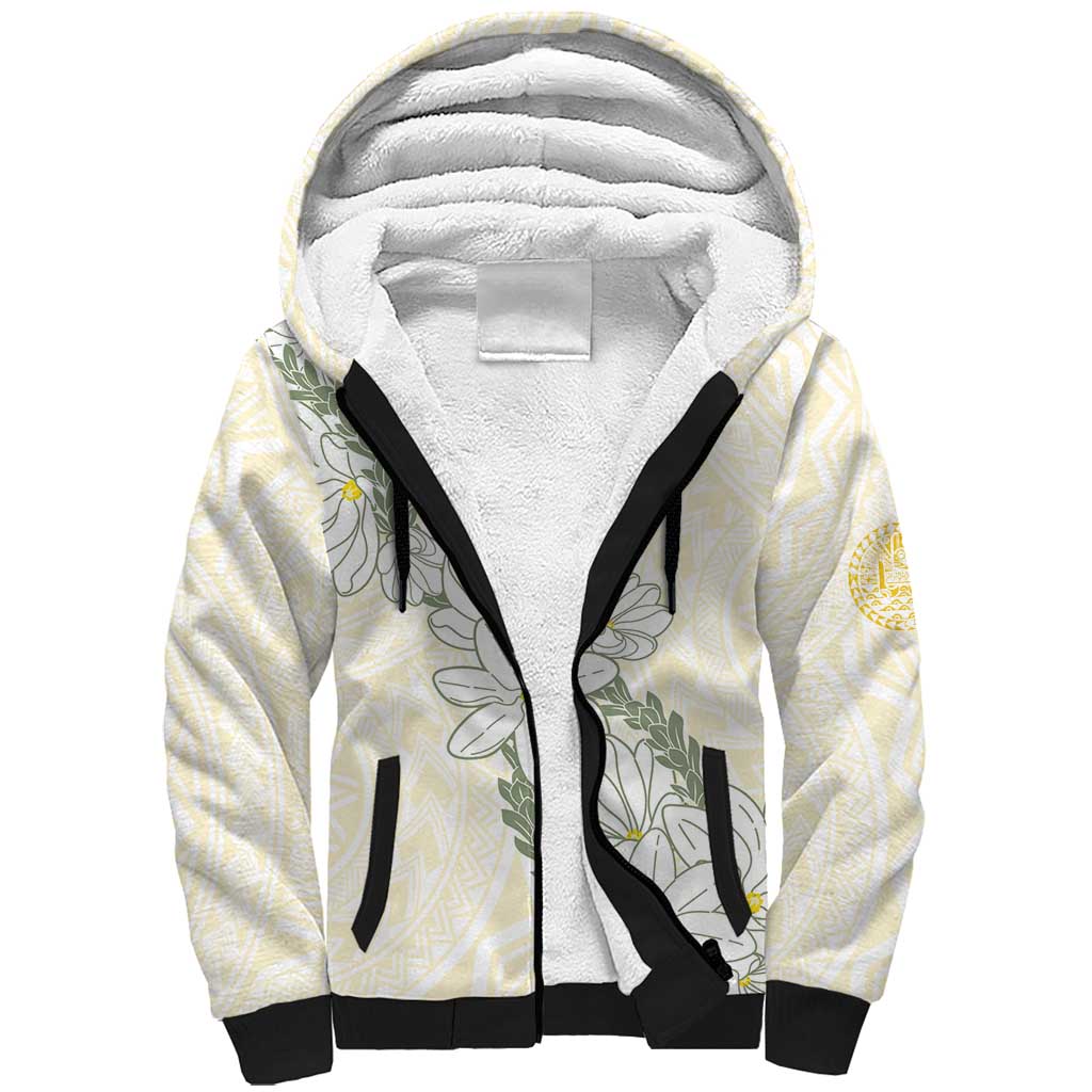 Ia Orana Tahiti Tiare Sherpa Hoodie Lemon Yellow Lei - Polynesian Pride