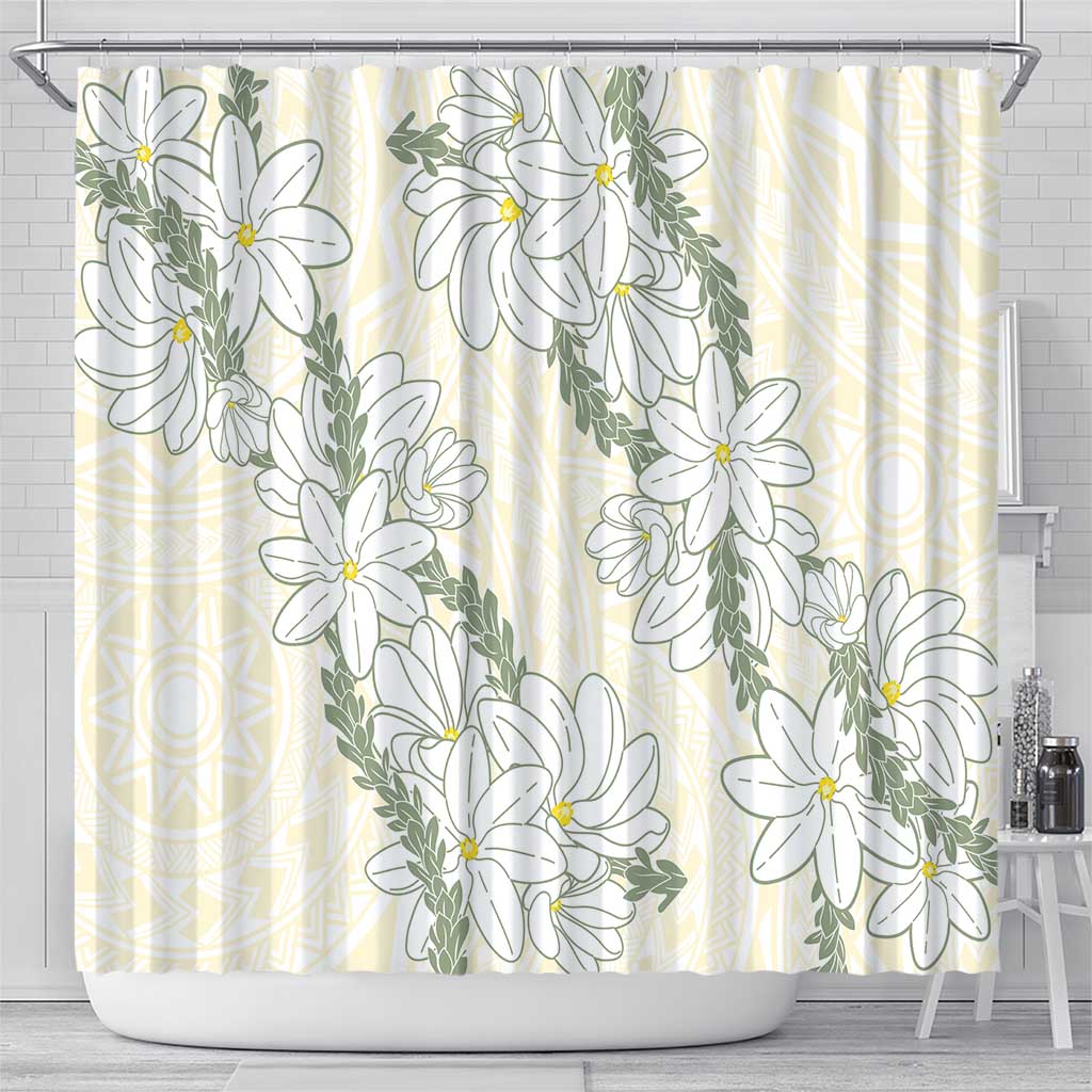 Ia Orana Tahiti Tiare Shower Curtain Lemon Yellow Lei - Polynesian Pride