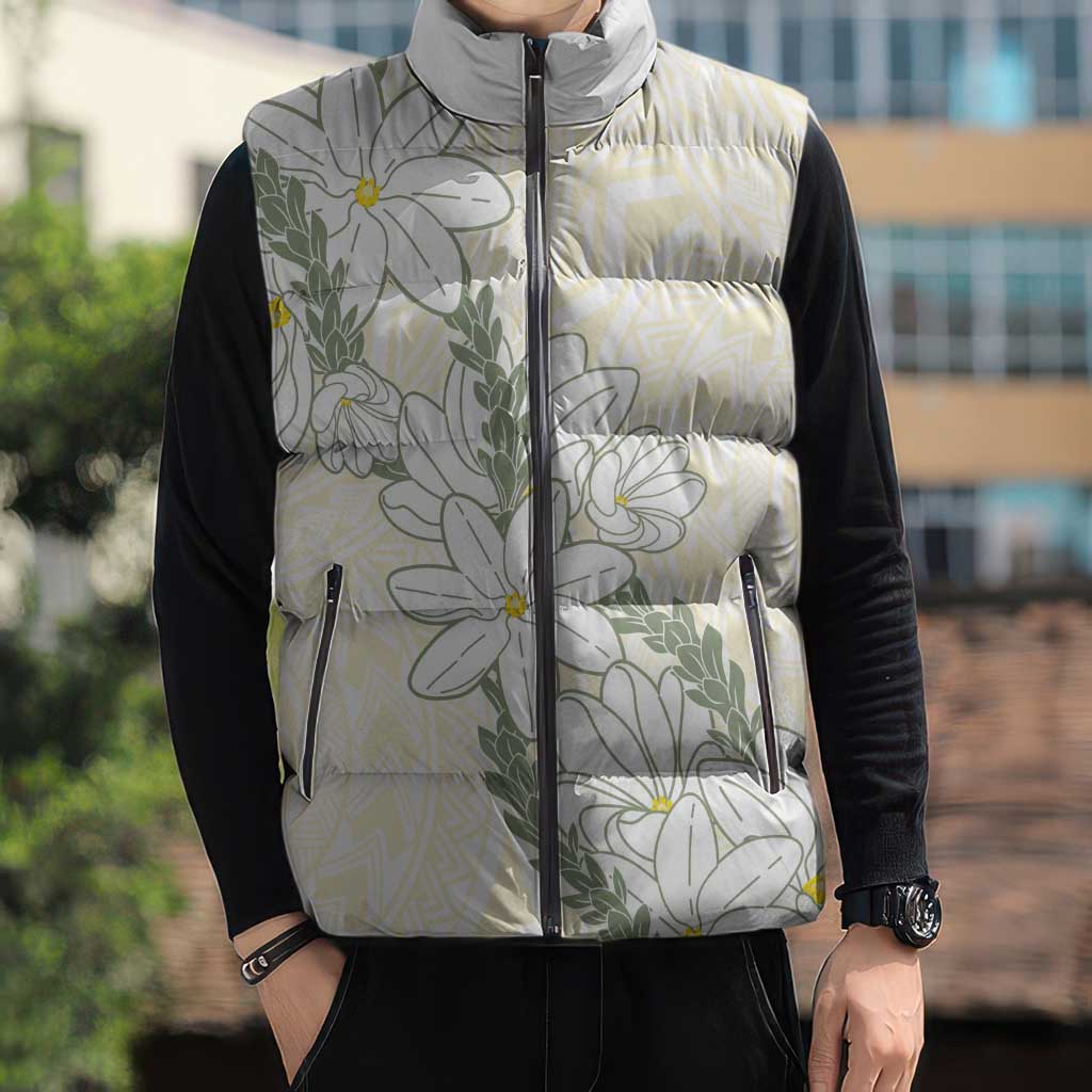 Ia Orana Tahiti Tiare Sleeveless Puffer Jacket Lemon Yellow Lei - Polynesian Pride