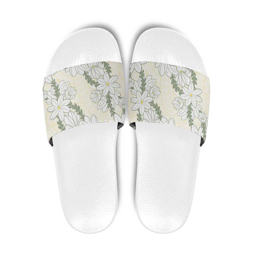Ia Orana Tahiti Tiare Slide Sandals Lemon Yellow Lei LT7 Lemon - Polynesian Pride