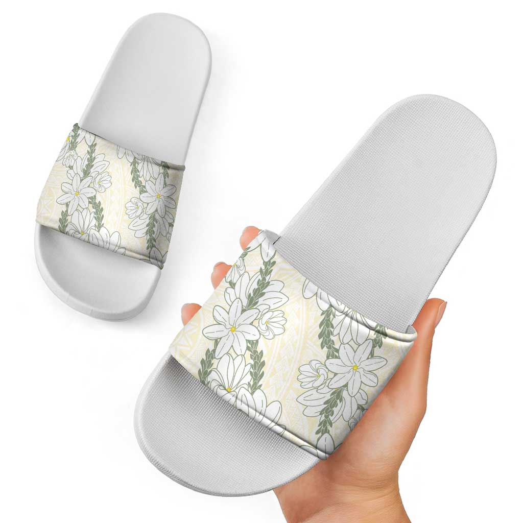 Ia Orana Tahiti Tiare Slide Sandals Lemon Yellow Lei LT7 - Polynesian Pride