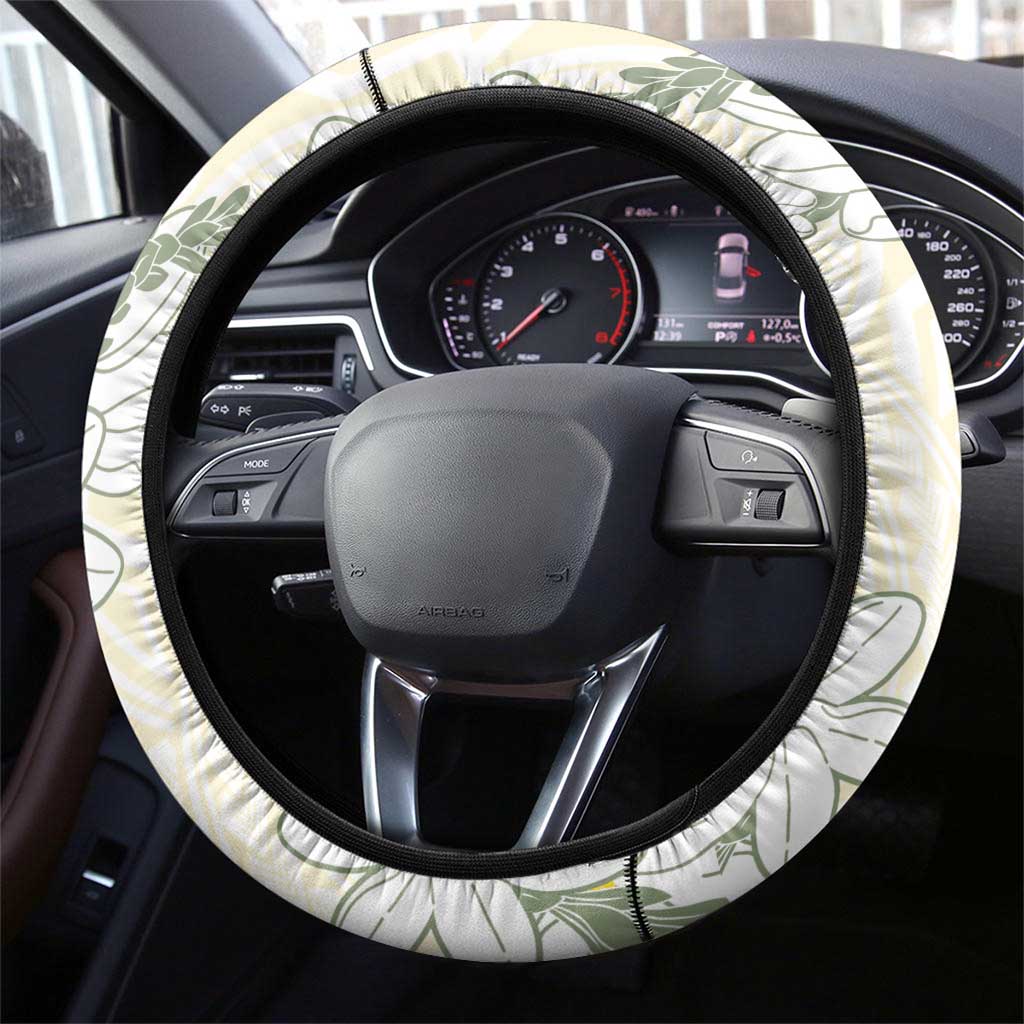 Ia Orana Tahiti Tiare Steering Wheel Cover Lemon Yellow Lei LT7 - Polynesian Pride