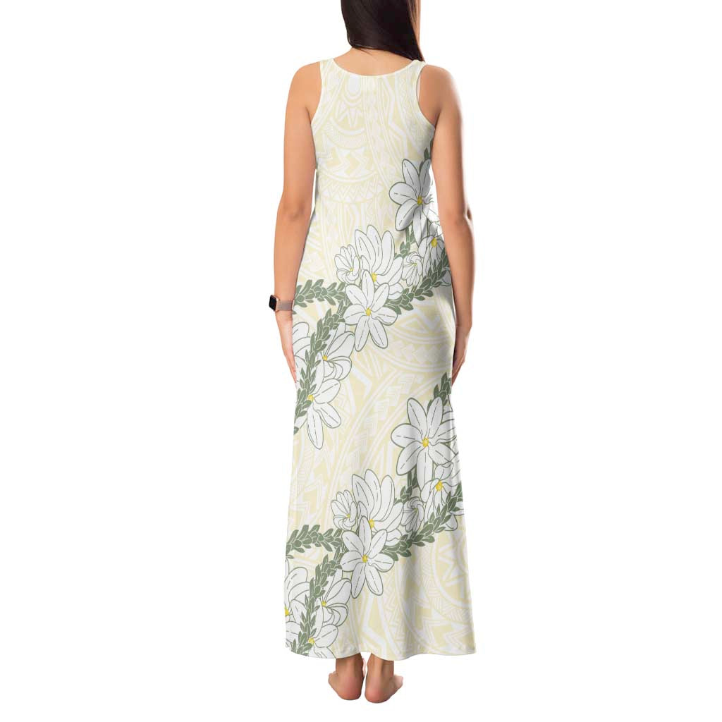 Ia Orana Tahiti Tiare Tank Maxi Dress Lemon Yellow Lei - Polynesian Pride