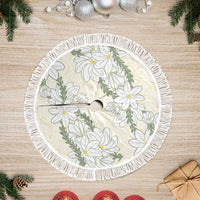 Ia Orana Tahiti Tiare Tree Skirt Lemon Yellow Lei LT7 Fringed Lemon - Polynesian Pride