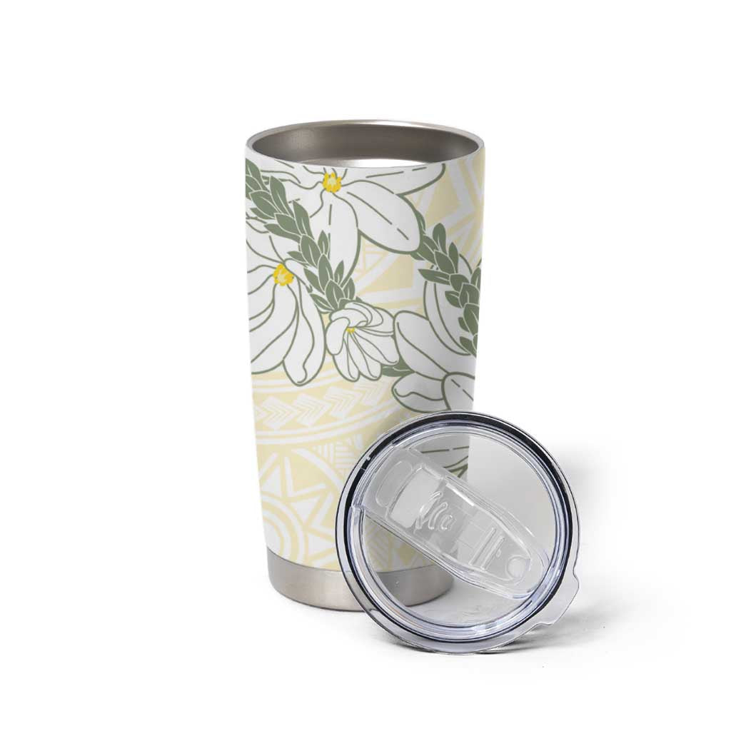Ia Orana Tahiti Tiare Tumbler Cup Lemon Yellow Lei - Polynesian Pride