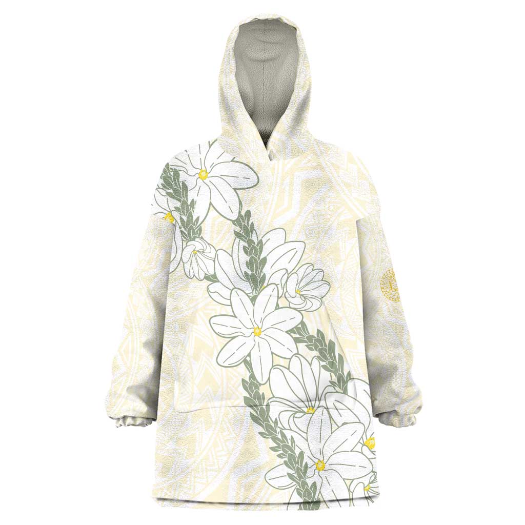 Ia Orana Tahiti Tiare Wearable Blanket Hoodie Lemon Yellow Lei LT7 One Size Lemon - Polynesian Pride