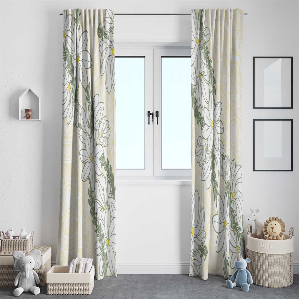 Ia Orana Tahiti Tiare Window Curtain Lemon Yellow Lei - Polynesian Pride