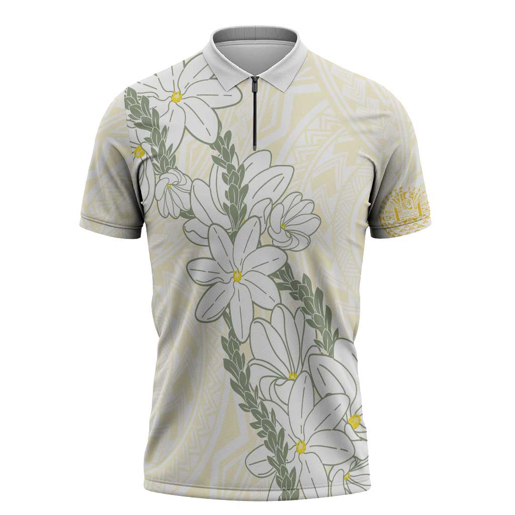 Ia Orana Tahiti Tiare Zipper Polo Shirt Lemon Yellow Lei LT7 Lemon - Polynesian Pride