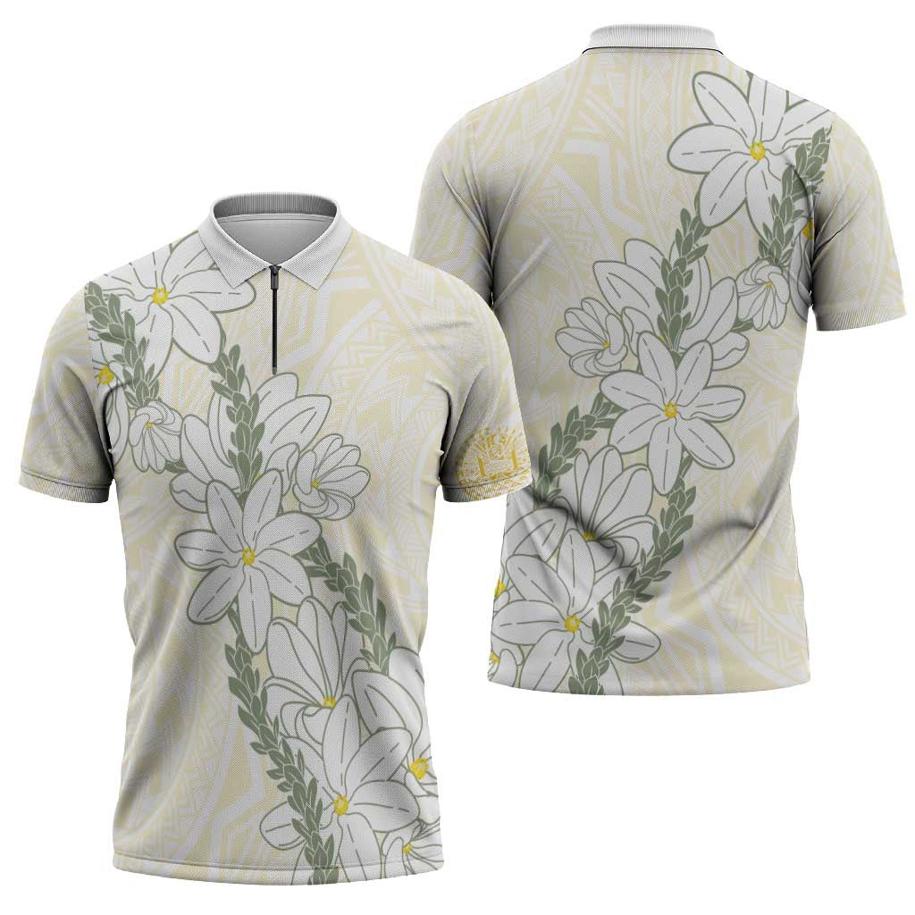 Ia Orana Tahiti Tiare Zipper Polo Shirt Lemon Yellow Lei LT7 - Polynesian Pride
