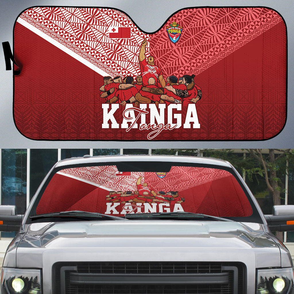 Mate Ma'a Tonga Ngatu Auto Sun Shade Kainga - Sipi Tau LT7 Red - Polynesian Pride