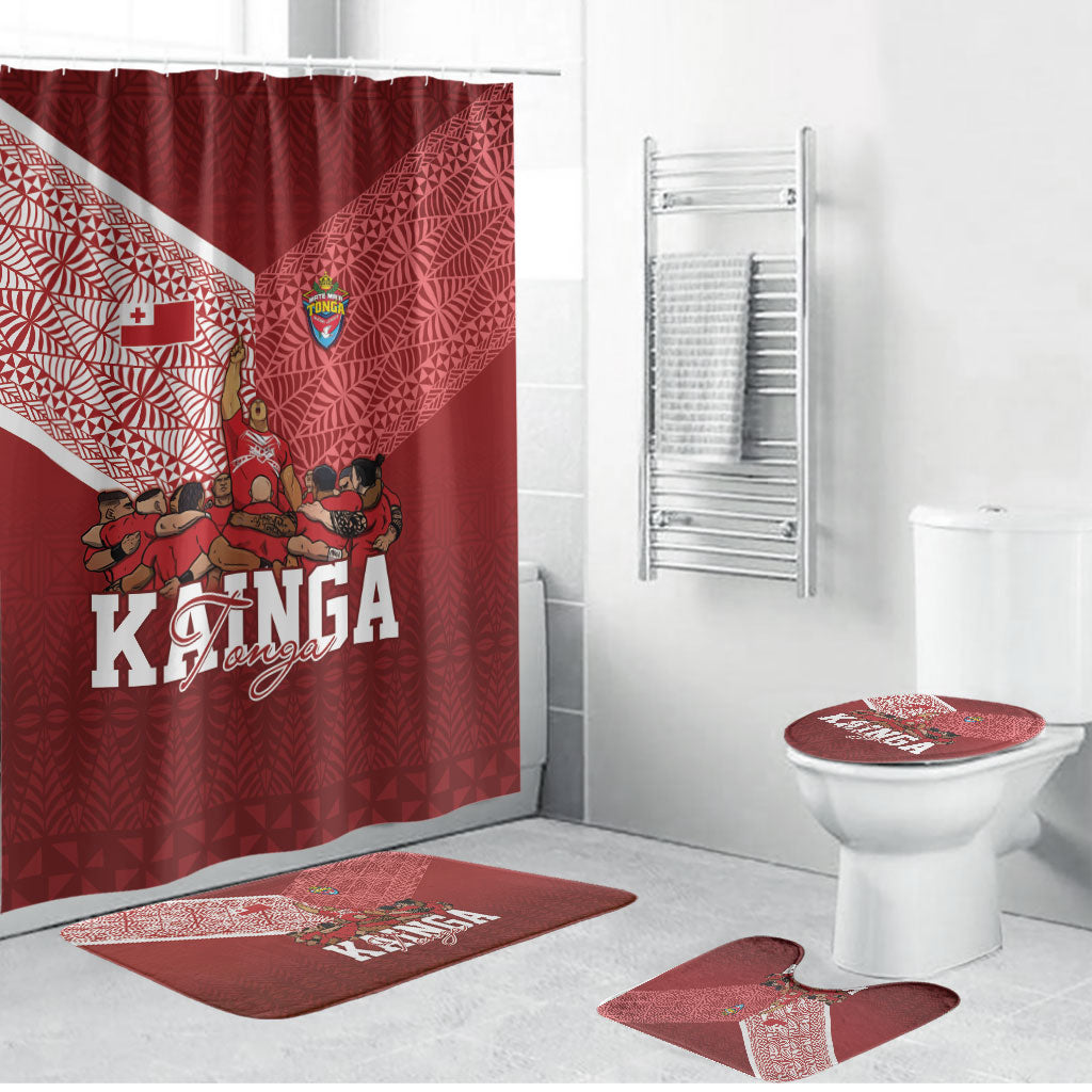 Mate Ma'a Tonga Ngatu Bathroom Set Kainga - Sipi Tau LT7 Bathroom Set (4 pcs) Red - Polynesian Pride