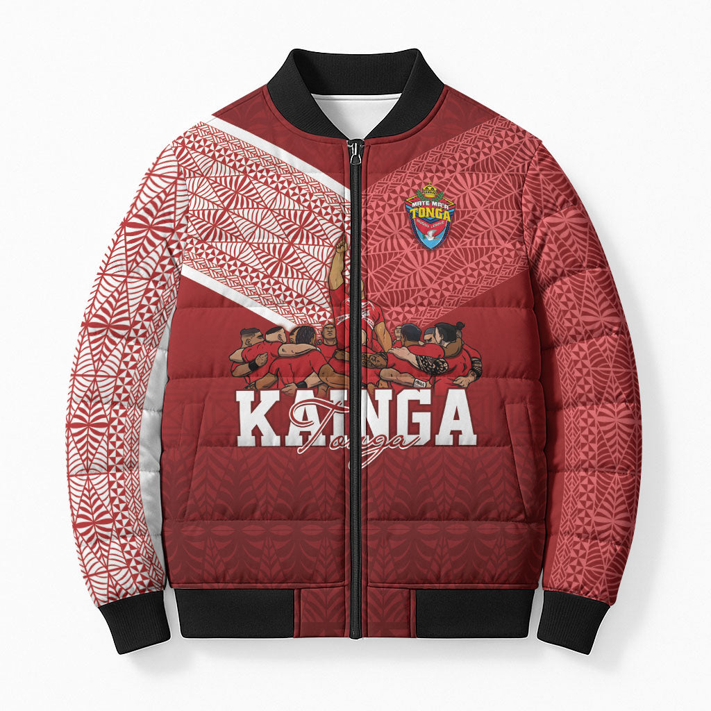 Mate Ma'a Tonga Custom Ngatu Bomber Puffer Jacket Kainga - Sipi Tau