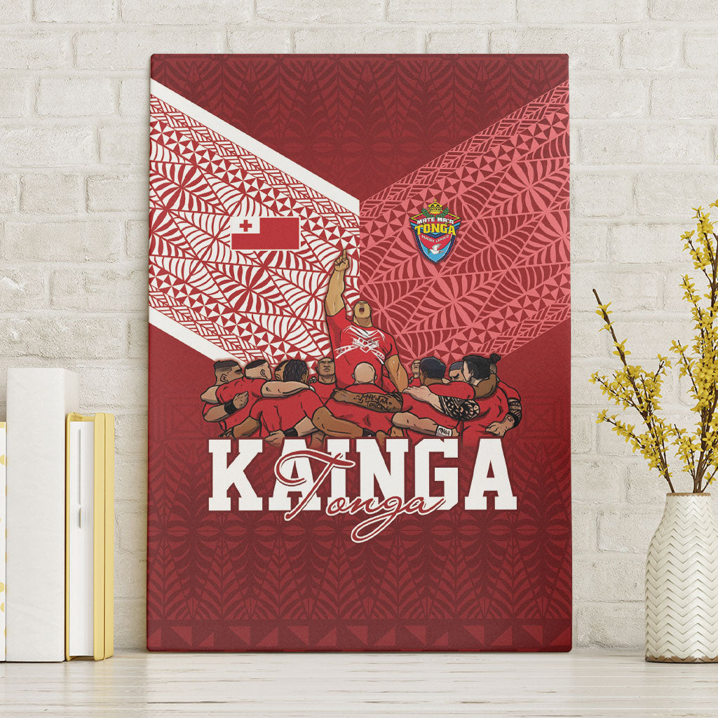 Mate Ma'a Tonga Ngatu Canvas Wall Art Kainga - Sipi Tau LT7 Without Frame Red - Polynesian Pride