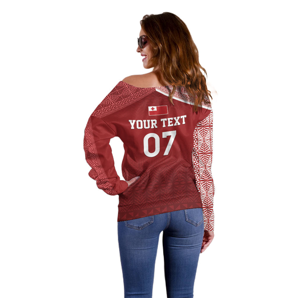 Mate Ma'a Tonga Custom Ngatu Off Shoulder Sweater Kainga - Sipi Tau LT7 - Polynesian Pride
