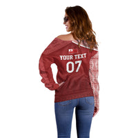 Mate Ma'a Tonga Custom Ngatu Off Shoulder Sweater Kainga - Sipi Tau LT7 - Polynesian Pride