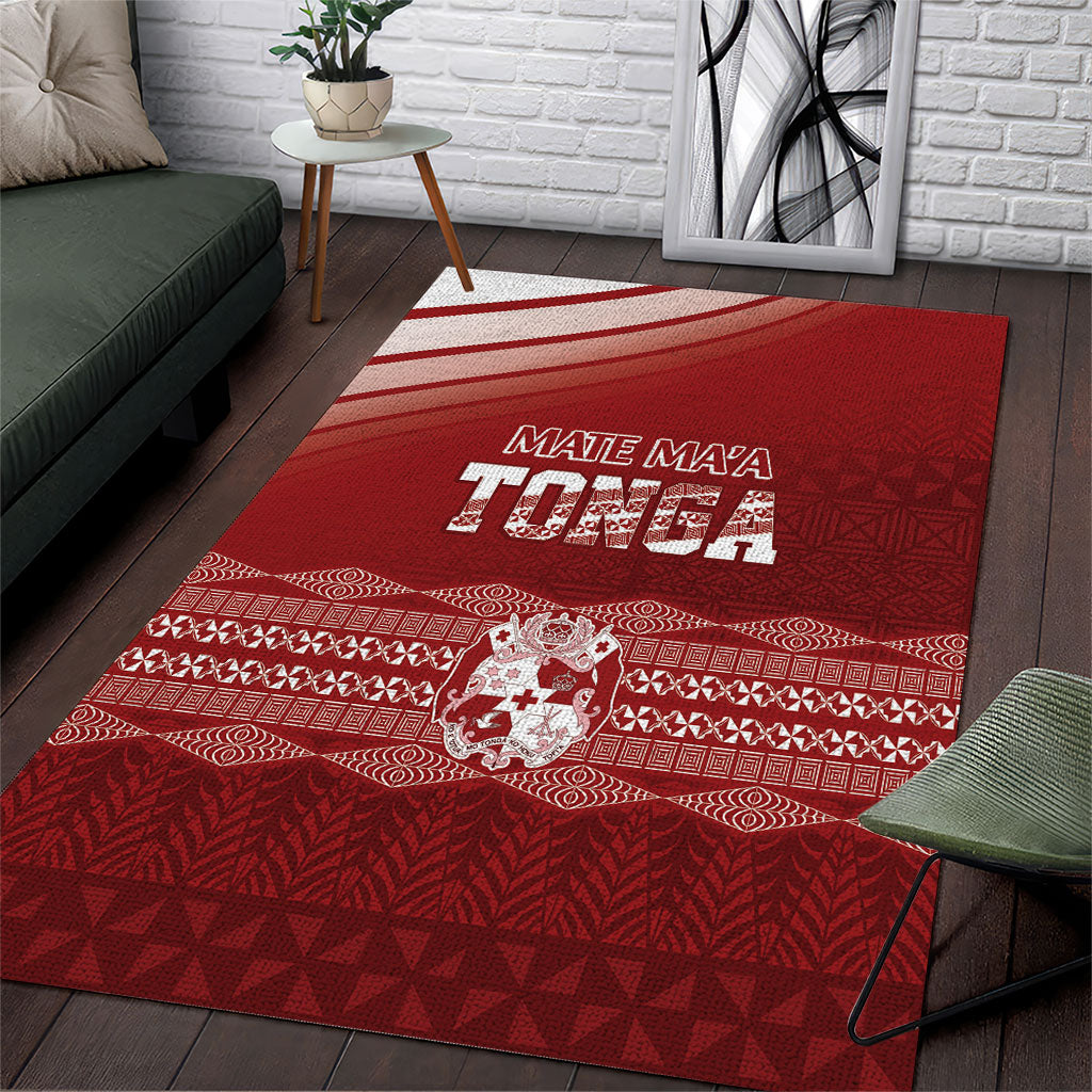 Mate Ma'a Tonga Area Rug Basic Ngatu Kupesi Motif LT7 Red - Polynesian Pride