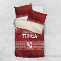 Mate Ma'a Tonga Bedding Set Basic Ngatu Kupesi Motif LT7 US Twin 172cm x 218cm Red - Polynesian Pride