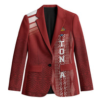 Mate Ma'a Tonga Custom Blazer Basic Ngatu Kupesi Motif LT7 Unisex Red - Polynesian Pride