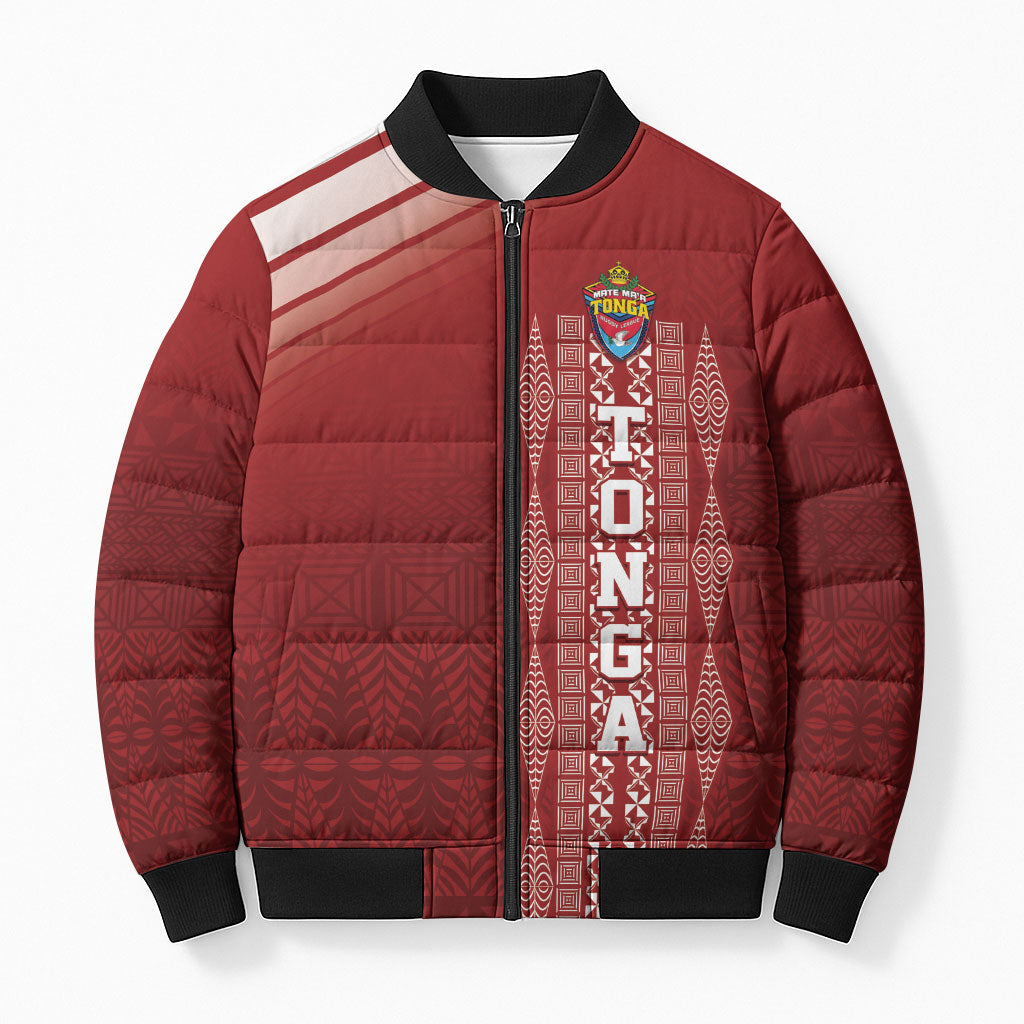 Mate Ma'a Tonga Custom Bomber Puffer Jacket Basic Ngatu Kupesi Motif