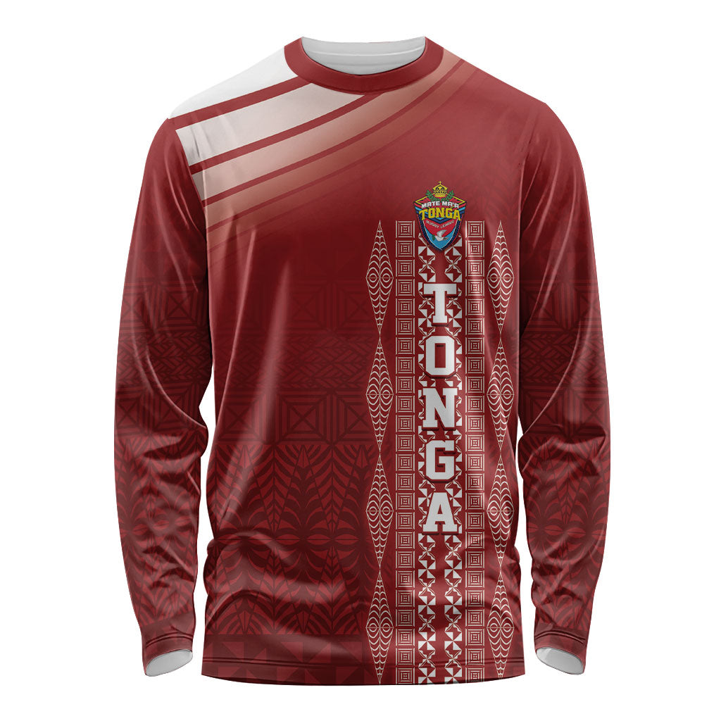 Mate Ma'a Tonga Custom Long Sleeve Shirt Basic Ngatu Kupesi Motif