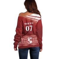 Mate Ma'a Tonga Custom Off Shoulder Sweater Basic Ngatu Kupesi Motif LT7 - Polynesian Pride