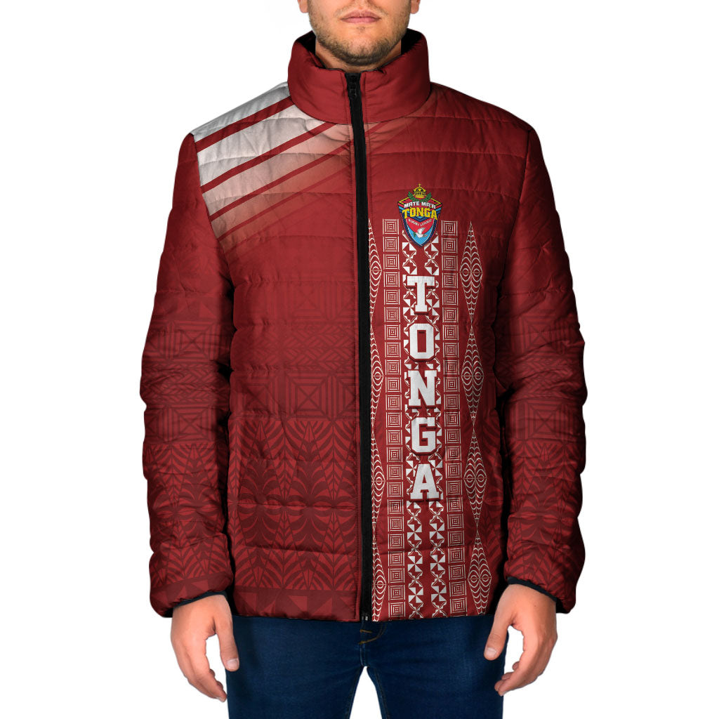 Mate Ma'a Tonga Custom Padded Jacket Basic Ngatu Kupesi Motif