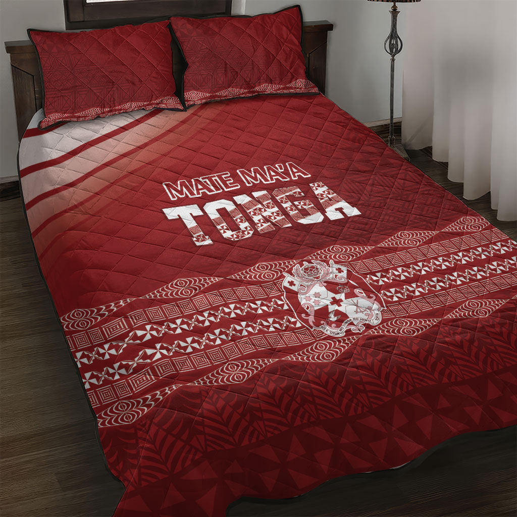 Mate Ma'a Tonga Quilt Bed Set Basic Ngatu Kupesi Motif LT7 Red - Polynesian Pride
