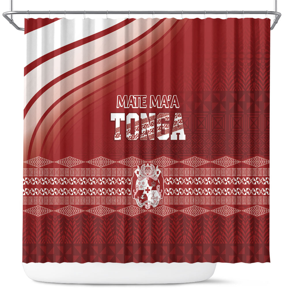 Mate Ma'a Tonga Shower Curtain Basic Ngatu Kupesi Motif
