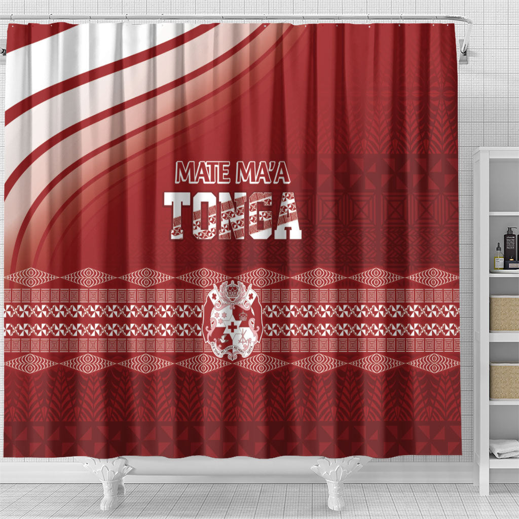 Mate Ma'a Tonga Shower Curtain Basic Ngatu Kupesi Motif