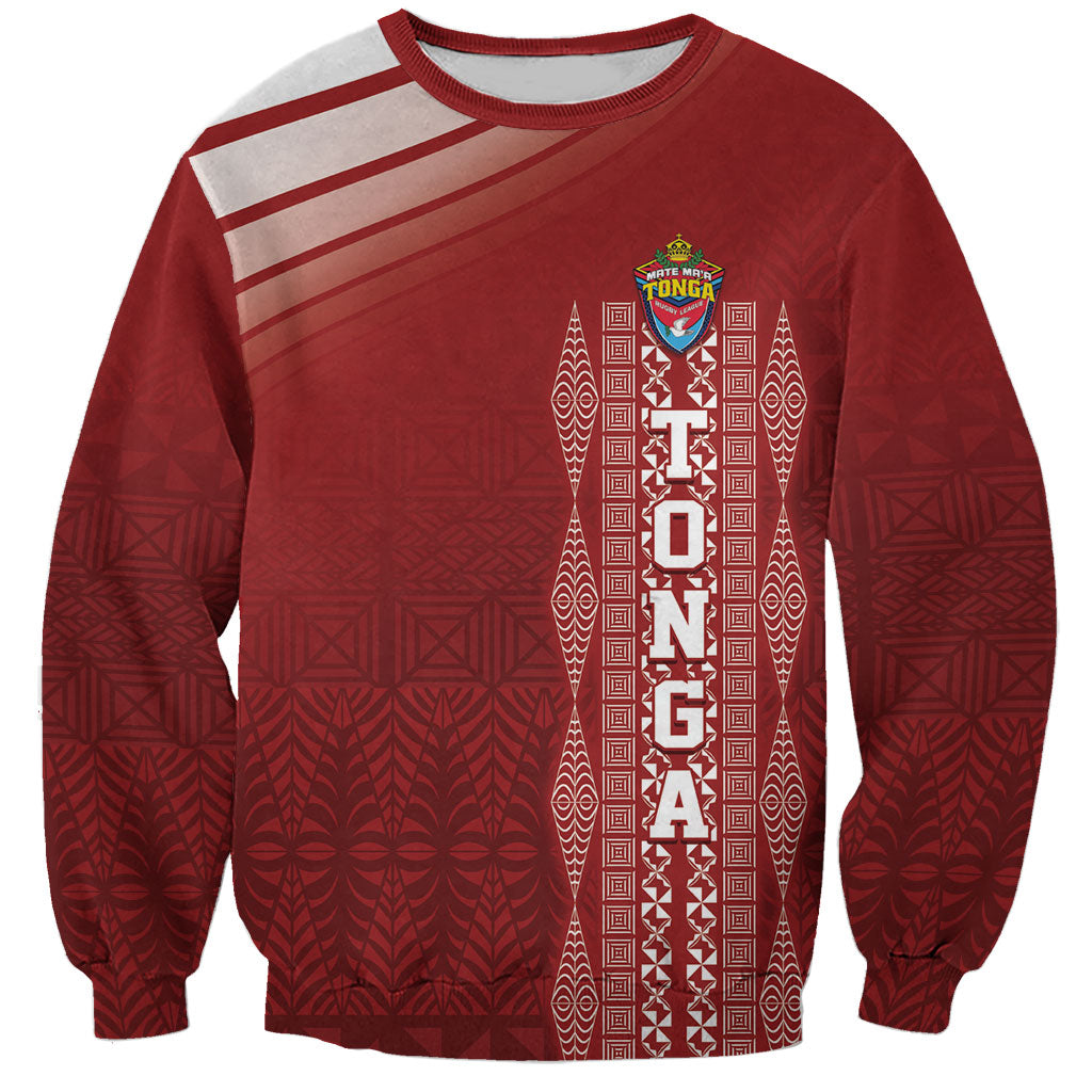 Mate Ma'a Tonga Custom Sweatshirt Basic Ngatu Kupesi Motif LT7 Unisex Red - Polynesian Pride