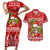 Hawaii Tiki Christmas Couples Matching Short Sleeve Bodycon Dress and Hawaiian Shirt Mele Kalikimaka LT7 Red - Polynesian Pride