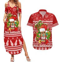 Hawaii Tiki Christmas Couples Matching Summer Maxi Dress and Hawaiian Shirt Mele Kalikimaka LT7 Red - Polynesian Pride