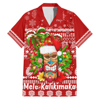 Hawaii Tiki Christmas Family Matching Mermaid Dress and Hawaiian Shirt Mele Kalikimaka LT7 Dad's Shirt - Short Sleeve Red - Polynesian Pride