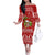 Hawaii Tiki Christmas Family Matching Off Shoulder Long Sleeve Dress and Hawaiian Shirt Mele Kalikimaka LT7 Mom's Dress Red - Polynesian Pride