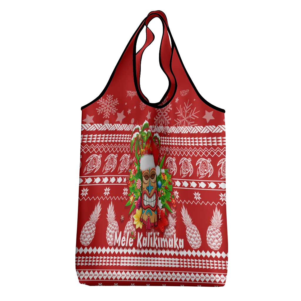 Hawaii Tiki Christmas Grocery Bag Mele Kalikimaka