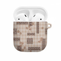 Hawaiian Quilt Tapa On Beige Palaka Motifs AirPods Case LT7 Beige - Polynesian Pride