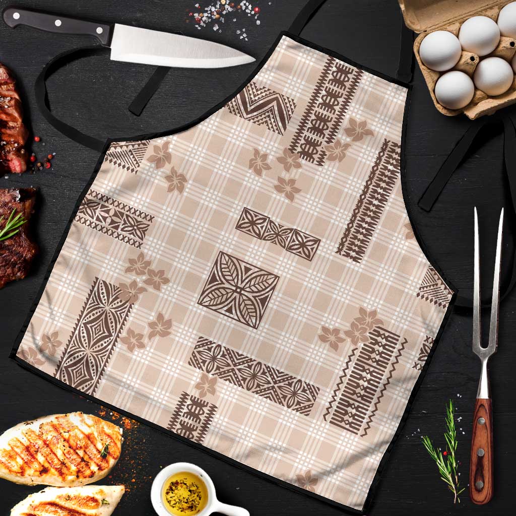 Hawaiian Quilt Tapa On Beige Palaka Motifs Apron LT7 Beige - Polynesian Pride