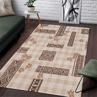 Hawaiian Quilt Tapa On Beige Palaka Motifs Area Rug LT7 Beige - Polynesian Pride